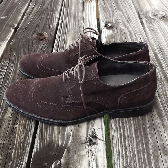 Claiborne Chocolate Brown Suede Oxford Wingtips - Picture 2 of 5